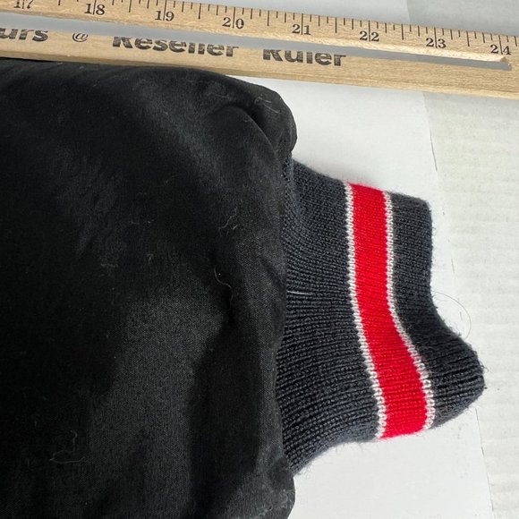 VTG 90s Logo 7 Chicago Bulls Jacket Extra Large Black & Red Full Zip Puffer Coat - Picture 9 of 16
